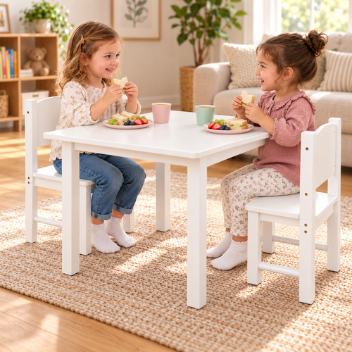 Kids wooden table 2 chairs - &,